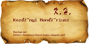 Kozányi Honóriusz névjegykártya