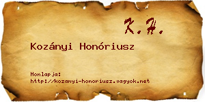 Kozányi Honóriusz névjegykártya